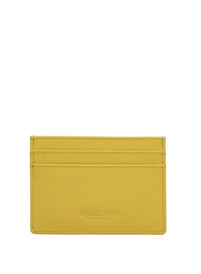 Da Milano Genuine Leather Yellow Unisex Card Case with Multicard Slot (10038C) - Image 3
